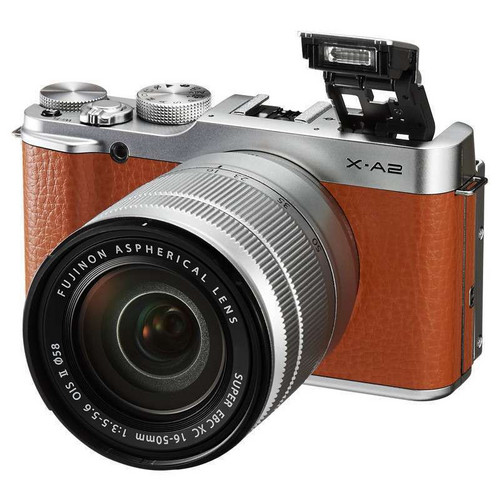 富士（FUJIFILM）X-A2 微单电套机（XC16-50II）经典银 APS-C 自拍翻转屏 WiFi XA2时尚复古（棕色）