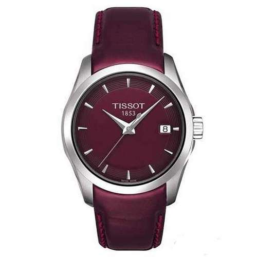 天梭(TISSOT)手表 库图系列 石英女表 T035.210.16.371.00（暗红色）