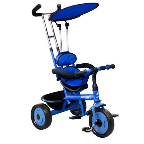 乐卡(Lecoco)儿童三轮脚踏推车2015款新T306平蓬山地轮（蓝色）