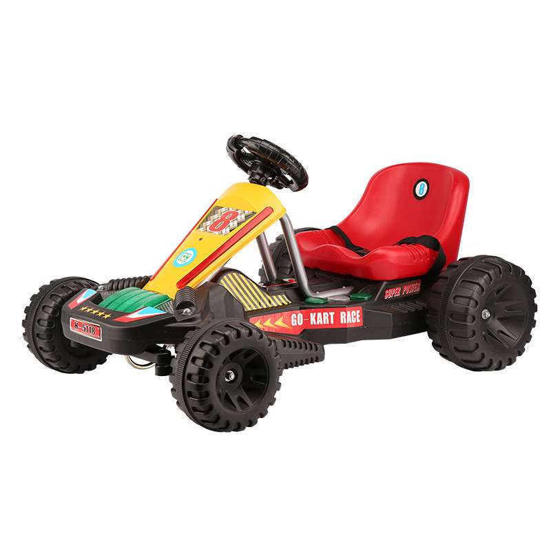 快乐牌公司H-5118 儿童可坐可骑四轮玩具宝宝电动四轮车 充电电动四轮车 儿童玩具卡丁车 手控款+红色板凳