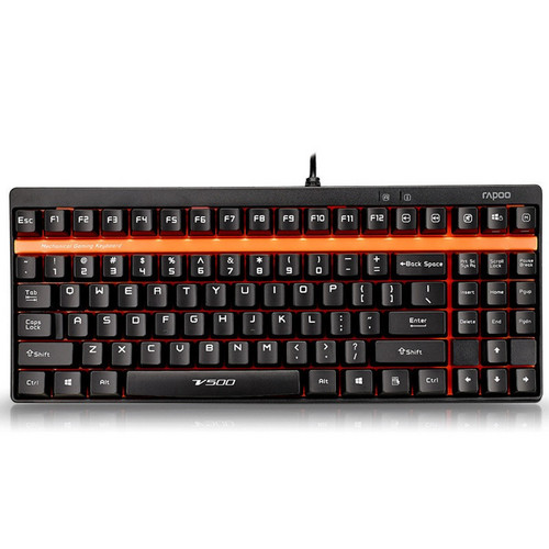 雷柏（Rapoo） V500 机械游戏键盘（青轴【清脆】,黑色）