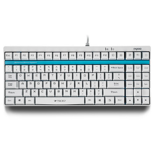 雷柏（Rapoo） V500 机械游戏键盘（茶轴【柔和】,白色）