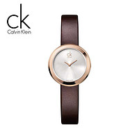 Calvin Klein ck手表 Ladies系列棕色优雅简约款皮带女士石英腕表（咖啡色）