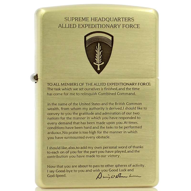 正品芝宝zippo防风打火机 纯铜限量远征盟军 艾森豪威尔辞职宣言