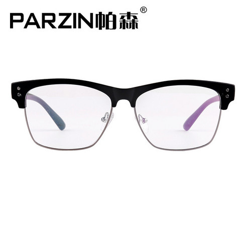 帕森 新款眼镜架潮半框男女TR90 复古眼镜架可配近视（磨砂黑）