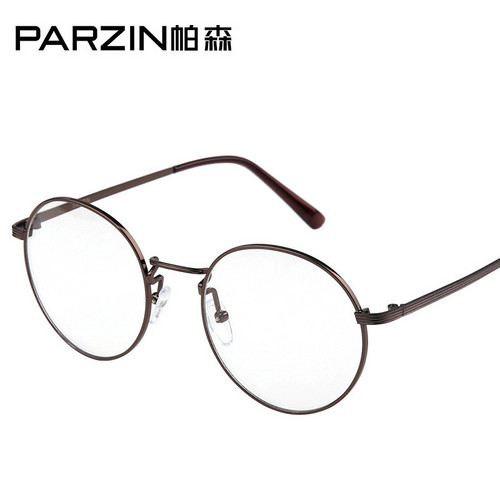 帕森男女圆形复古平光镜太子眼镜架配眼镜镜框配近视眼镜镜架（黑色）