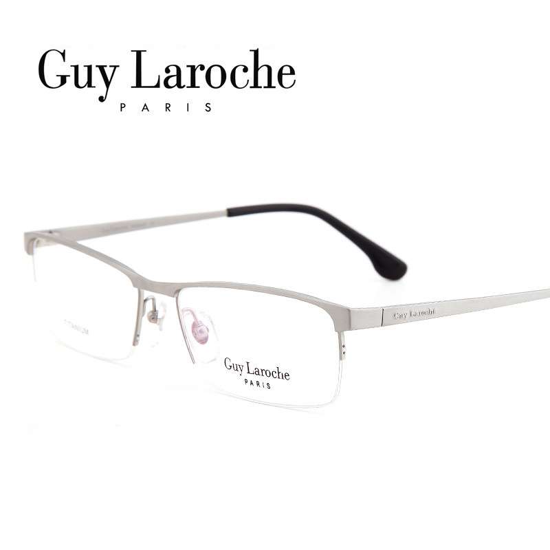 姬龙雪GL0516商务纯钛半框大码男士枪色近视框架眼镜